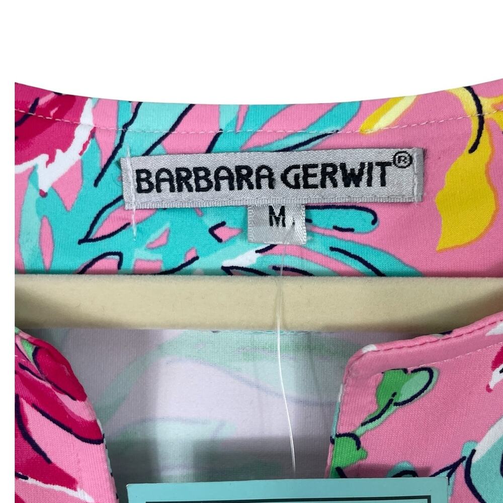 Barbara Gerwit Nylon Spandex Tunic Top Pink Multi Size M Resort Travel NWT - Picture 8 of 9